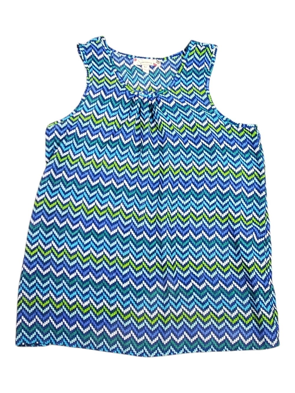 Speechless Blue, Navy & Green Chevron Tank Top Girls XL